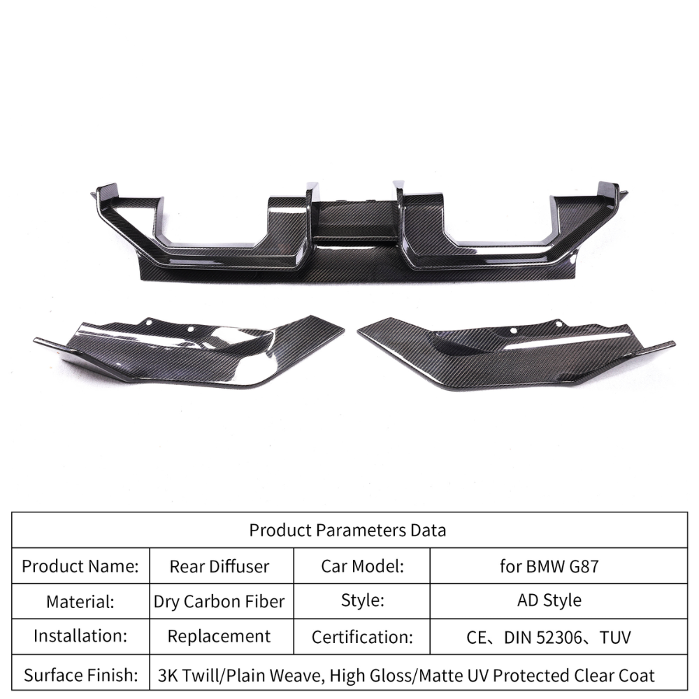 BMW M2 G87 AD Type Dry Carbon Fiber Rear Diffuser 2022+