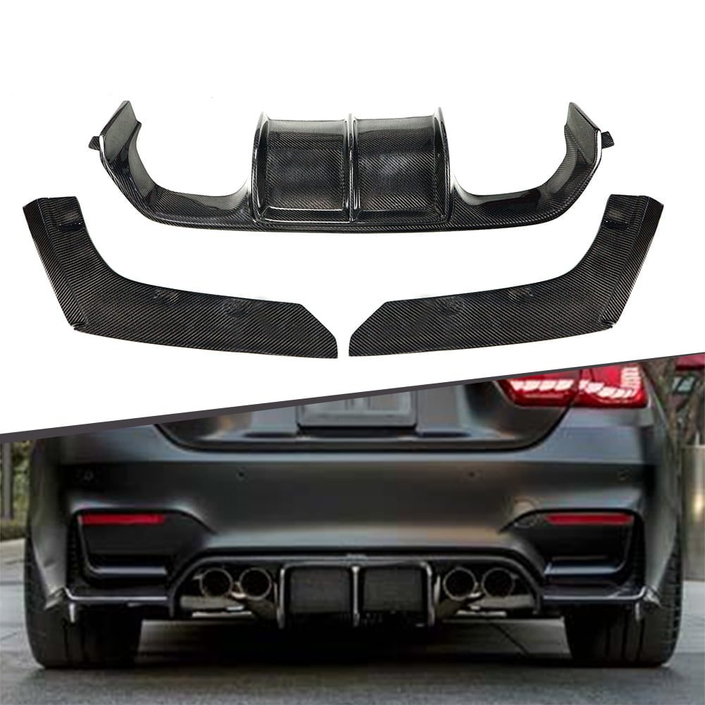 BMW F80 F82 M3 M4 V Style Dry Carbon Fiber Rear Bumper Diffuser